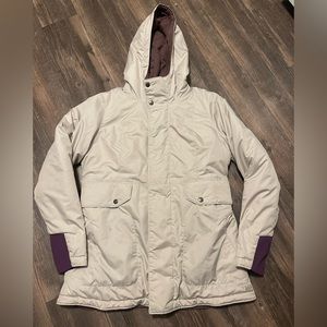 REI puffer coat beige & purple jacket womens size medium
